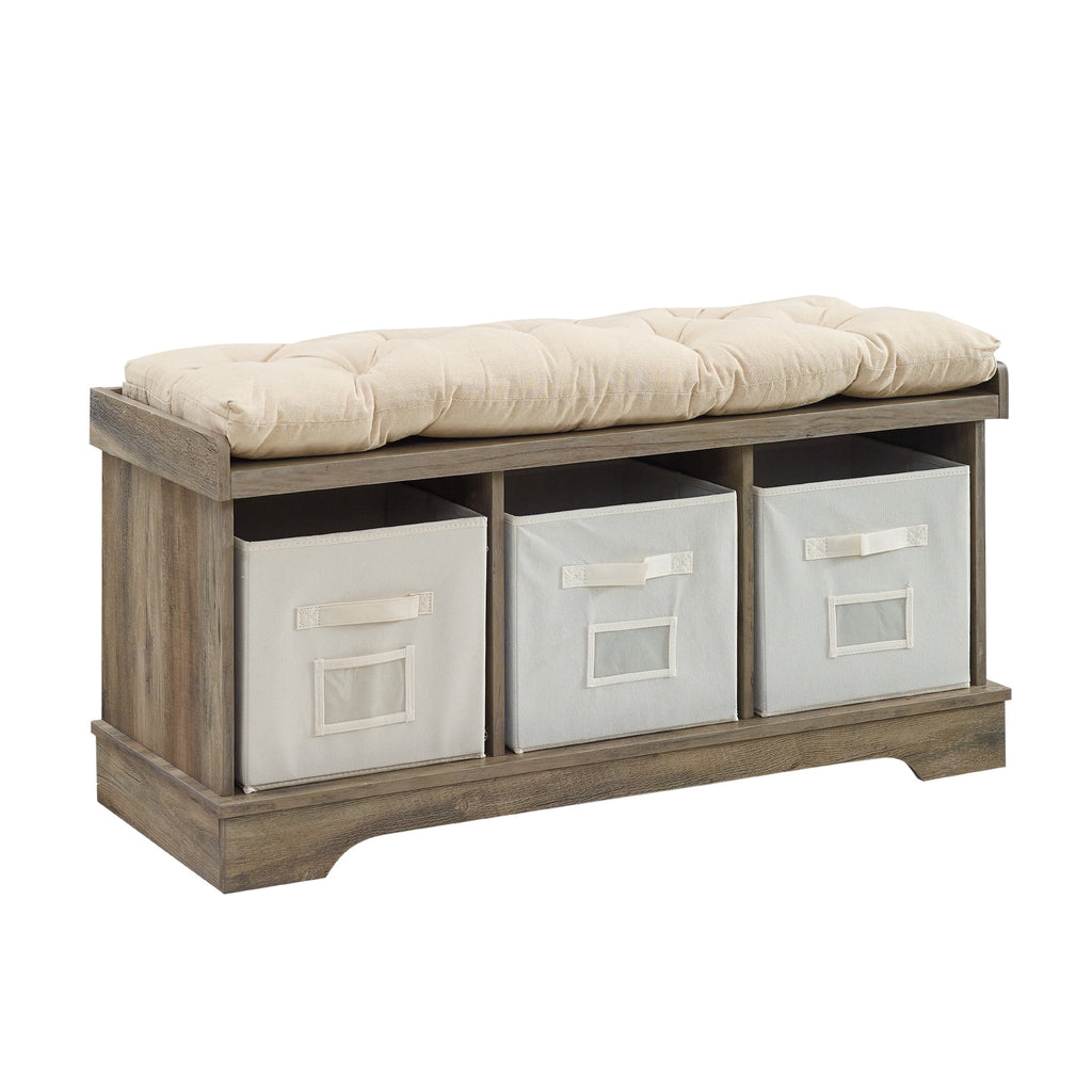 Grey Wash Tufted Storage Bench Y9933