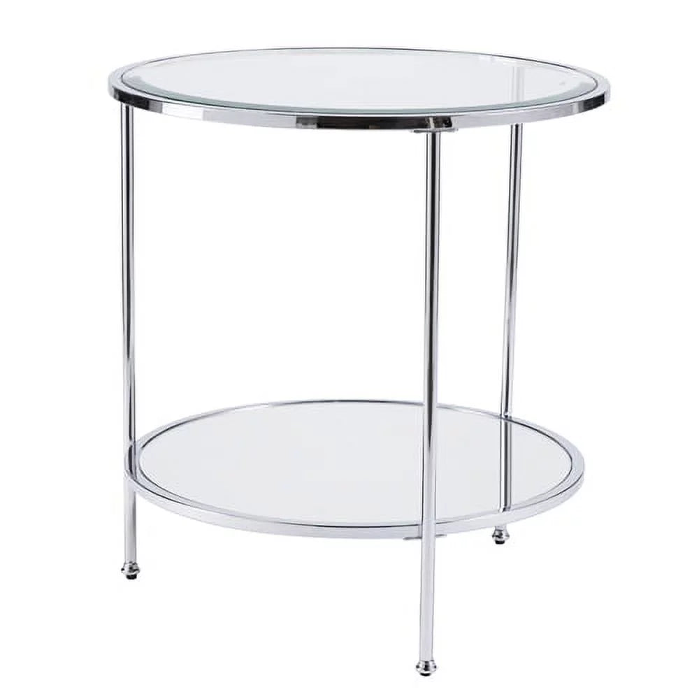 Mirrored Glass Round Coffee Table Set F74842