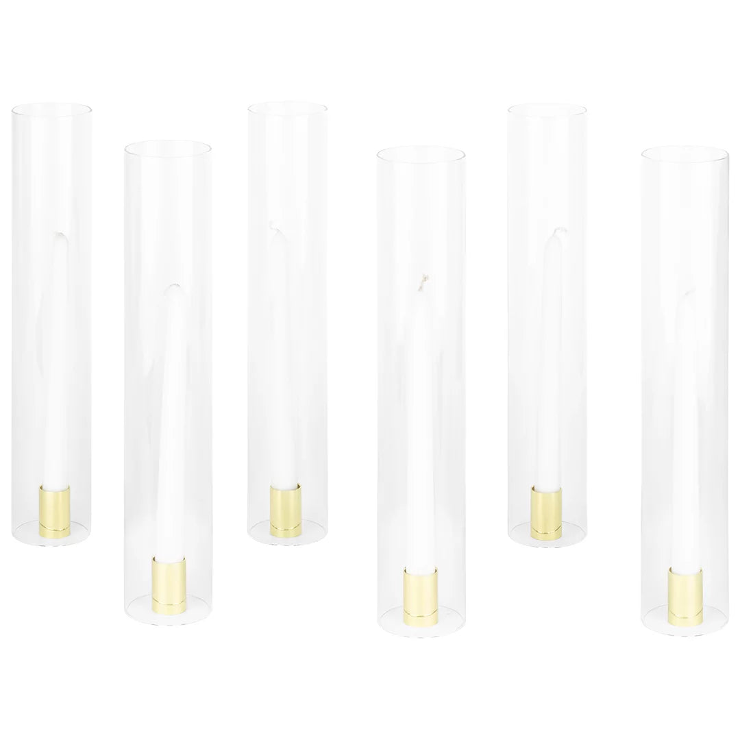 14" Tall Set of 6 Hurricane Glass Taper Candle Holders X853325