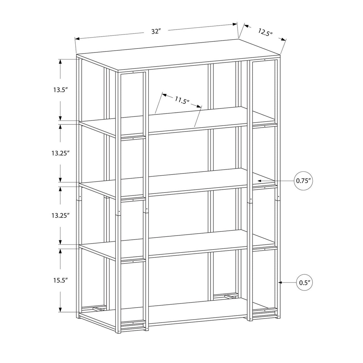 Silver Metal Bookcase H967