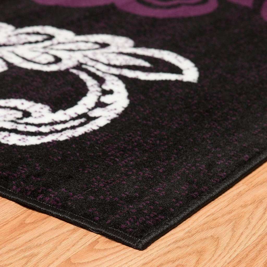 Plum Polypropylene Rug with Floral Pattern N555149
