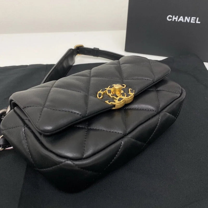 Black Lambskin Quilted Waist Bag X9624