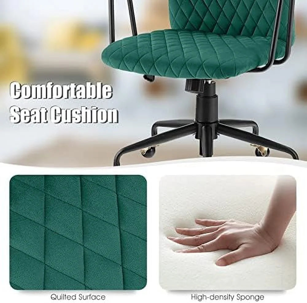White Velvet Upholstered Office Chair with Rubber Wood Armrests S393