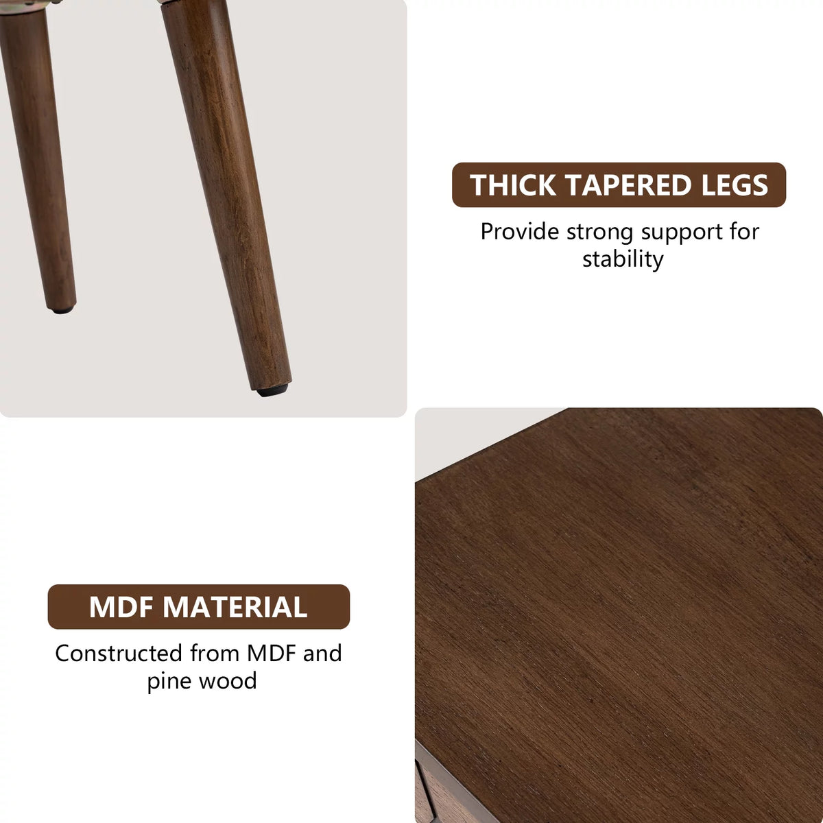Brown MDF Nightstand with Drawer F906951