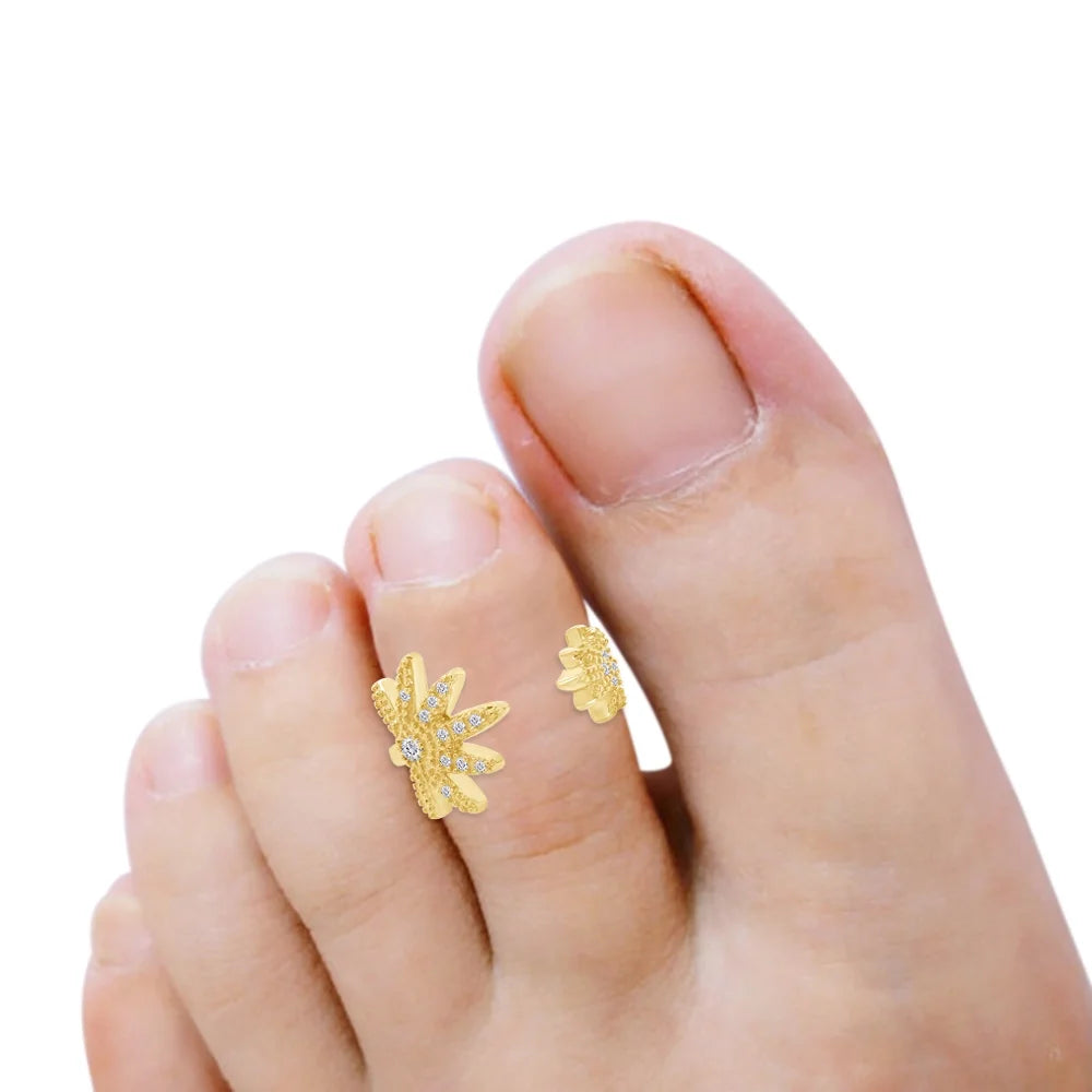 14K Yellow Gold Plated 925 Sterling Silver Diamond Toe Ring M425