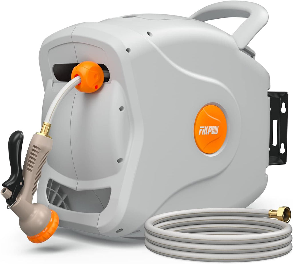 100 FT 1/2 Retractable Wall Mounted Garden Hose Reel with Automatic Rewind G14918
