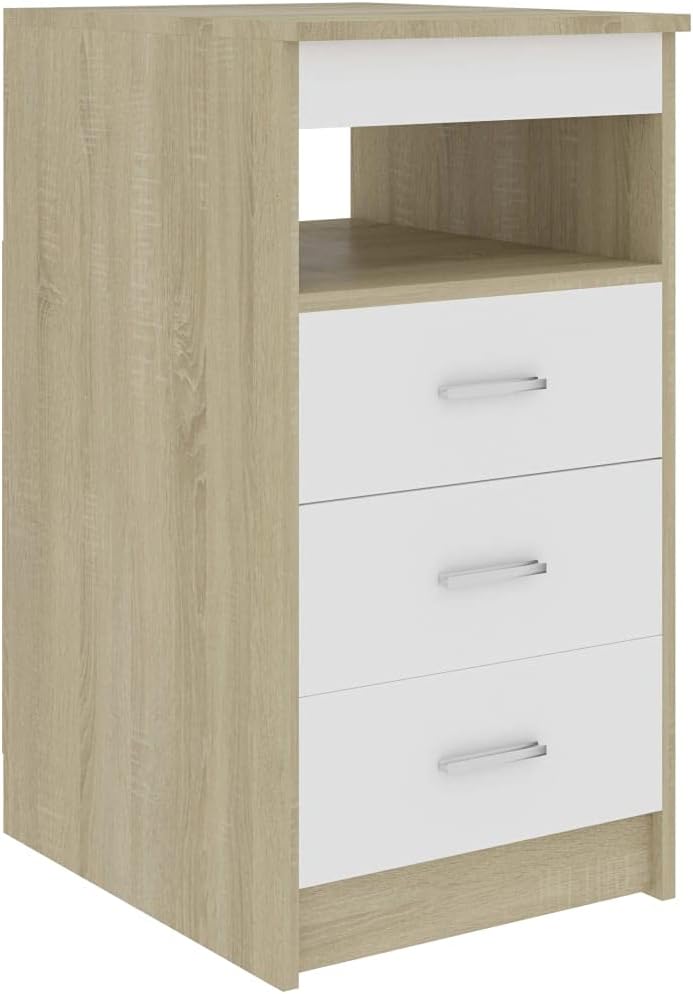 White Sonoma Oak Chipboard Drawer Cabinet R593