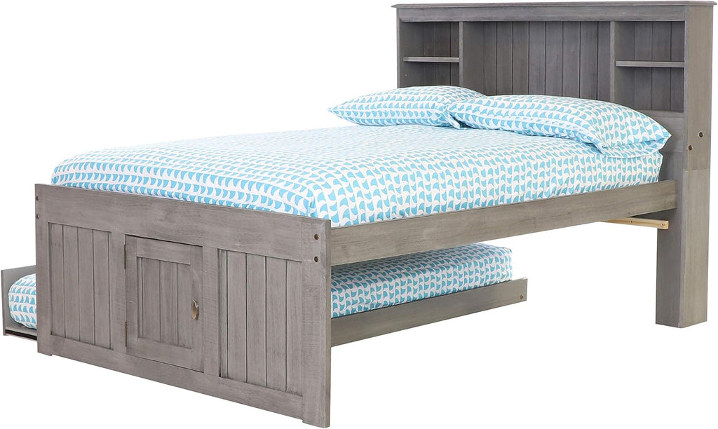 Charcoal Full Bookcase Bed with 3 Drawers and Twin Trundle R78776