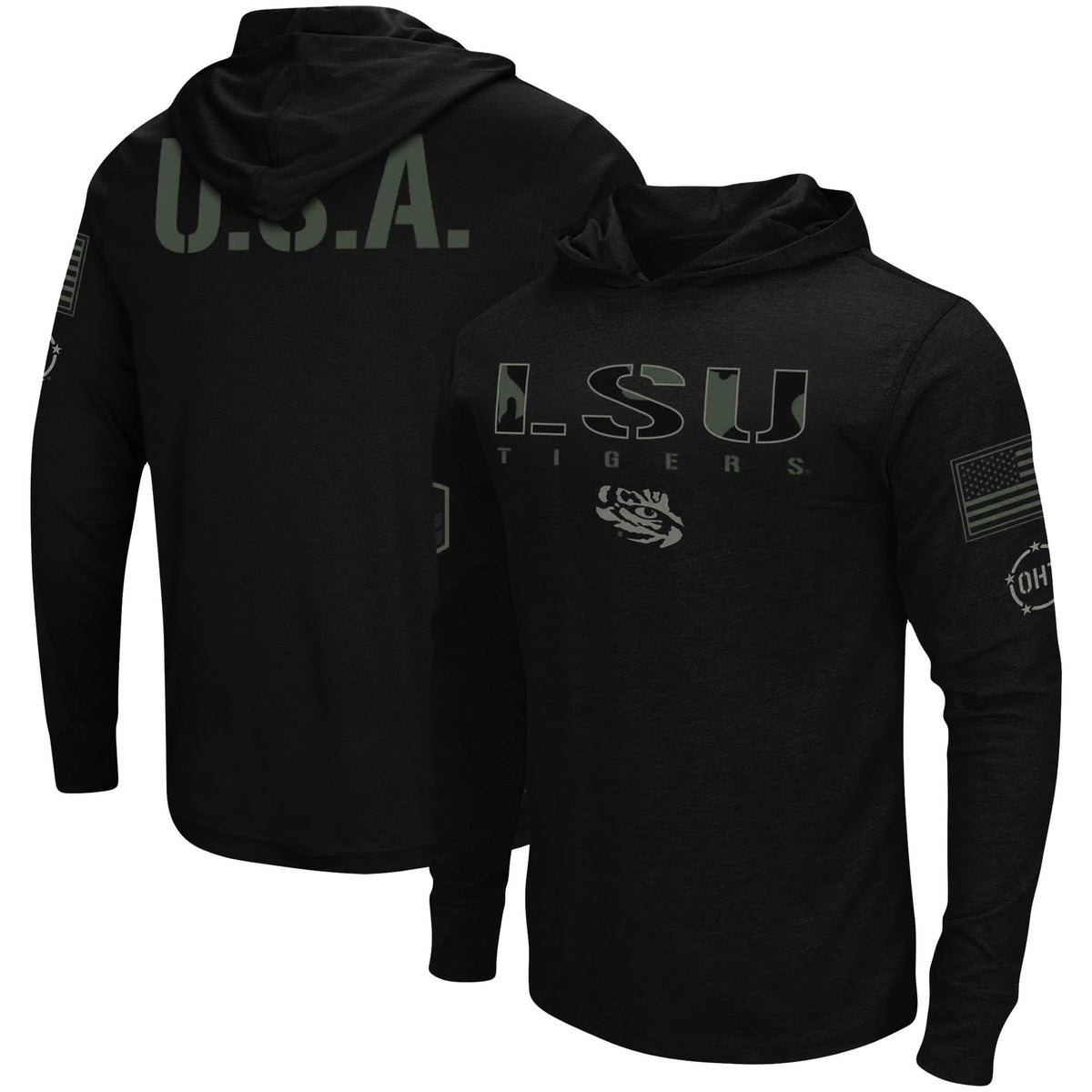 Black LSU Tigers Hoodie Long Sleeve T-Shirt K178