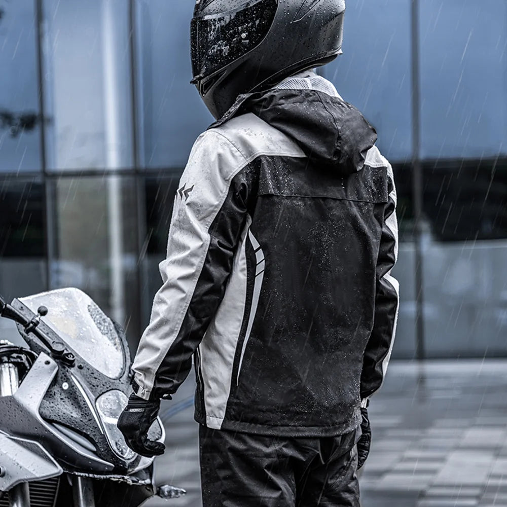 Waterproof Motorcycle Rain Suit Jacket and Pants with Storage Bag J45040