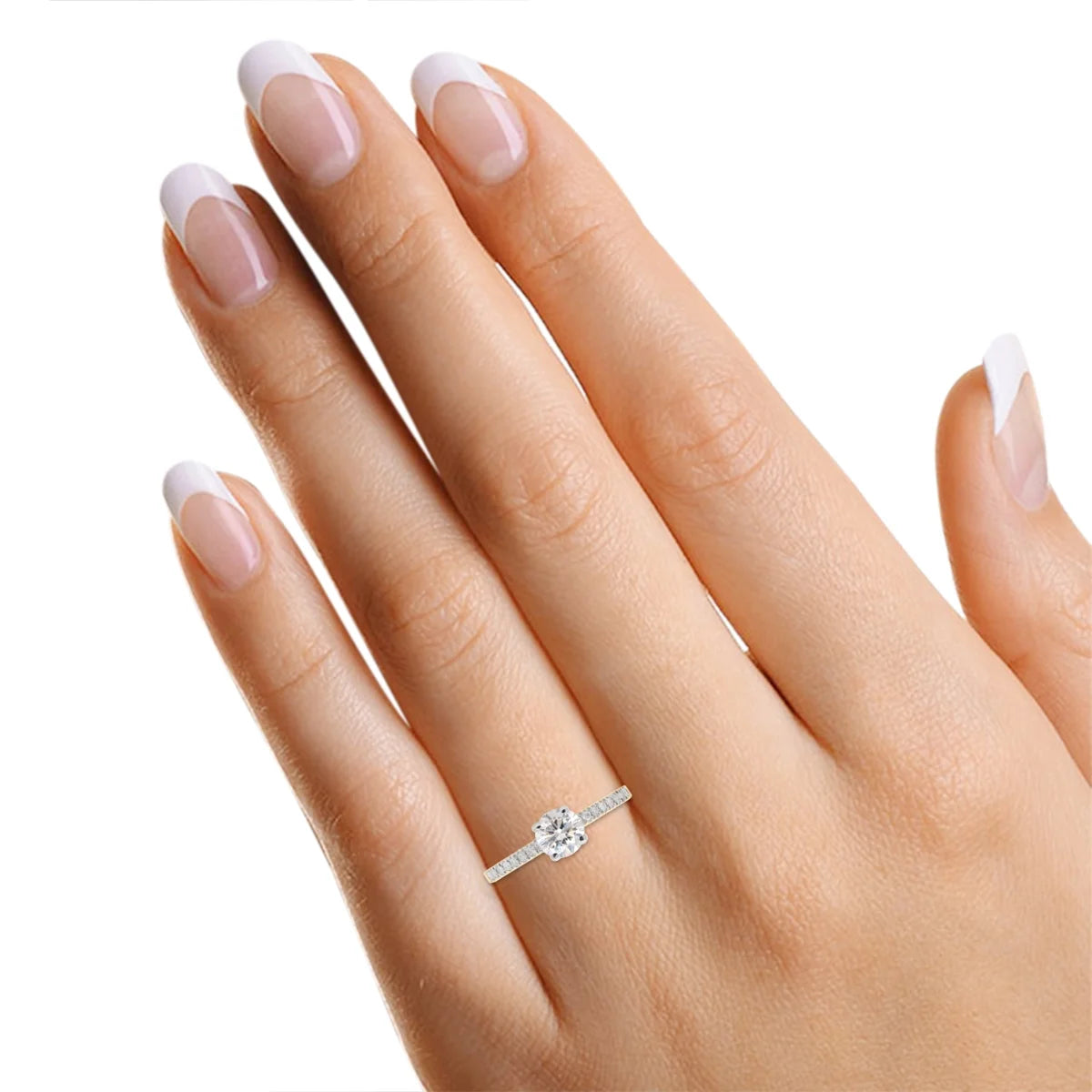 14K Solid Yellow Gold Solitaire Engagement Ring with 1/2 ct. t.w Round Cut Lab Created Moissanite C2117