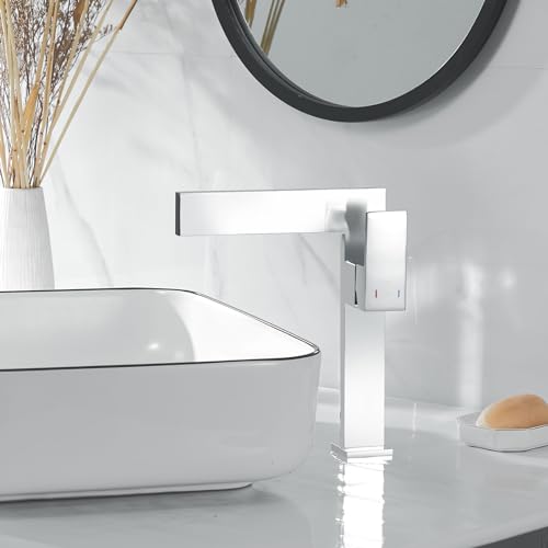 Tall Single Handle 1 Hole Solid Brass Bathroom Sink Faucet W88631
