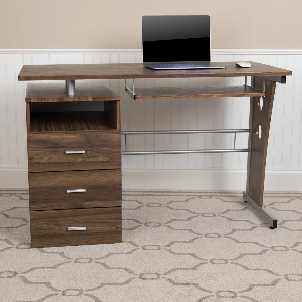 Rustic Walnut Desk with Three Drawer P162584