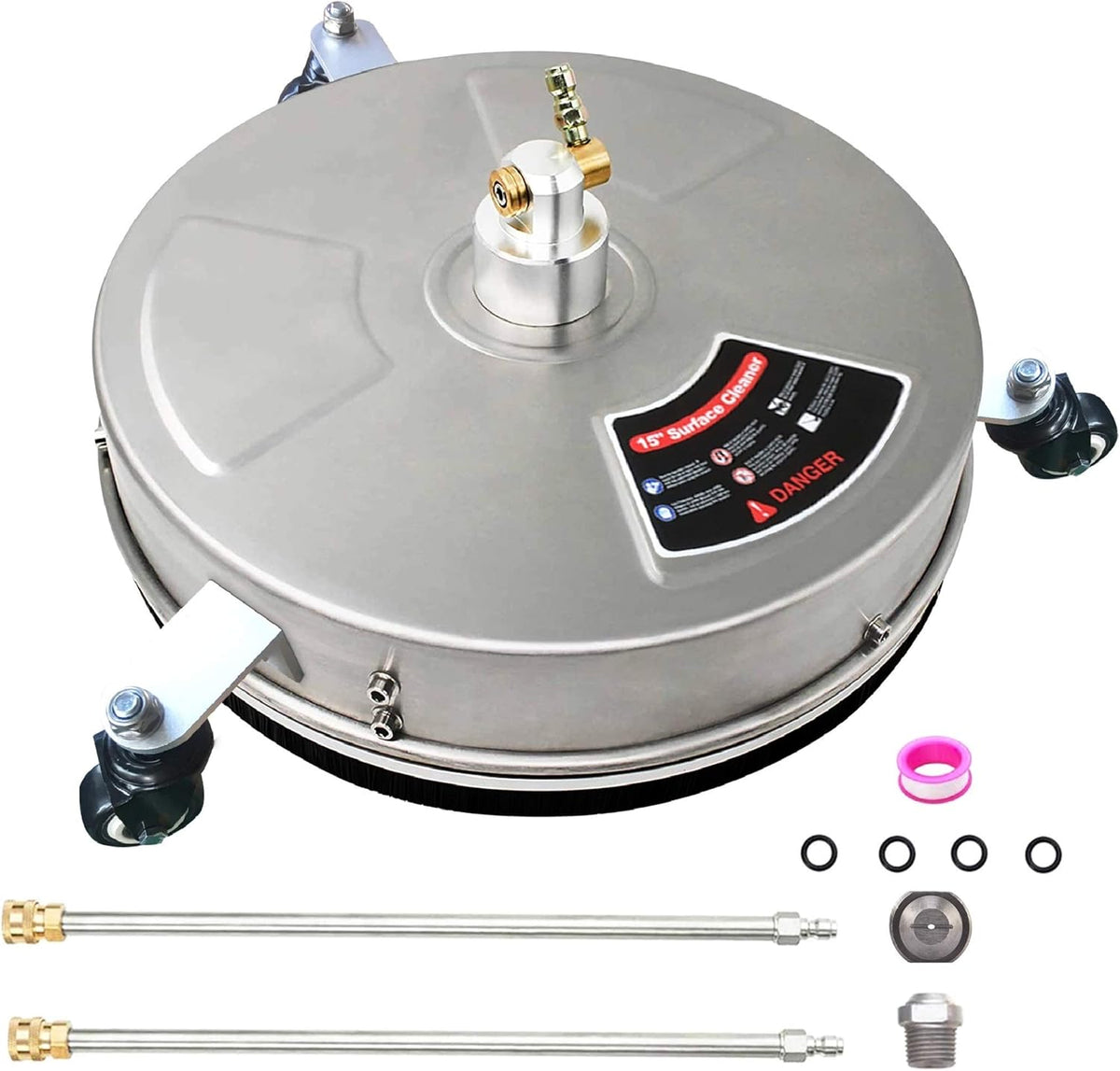 15" Stainless Steel Pressure Washer Surface Cleaner with 2 Extension Wand Attachments, 4000 PSI L223