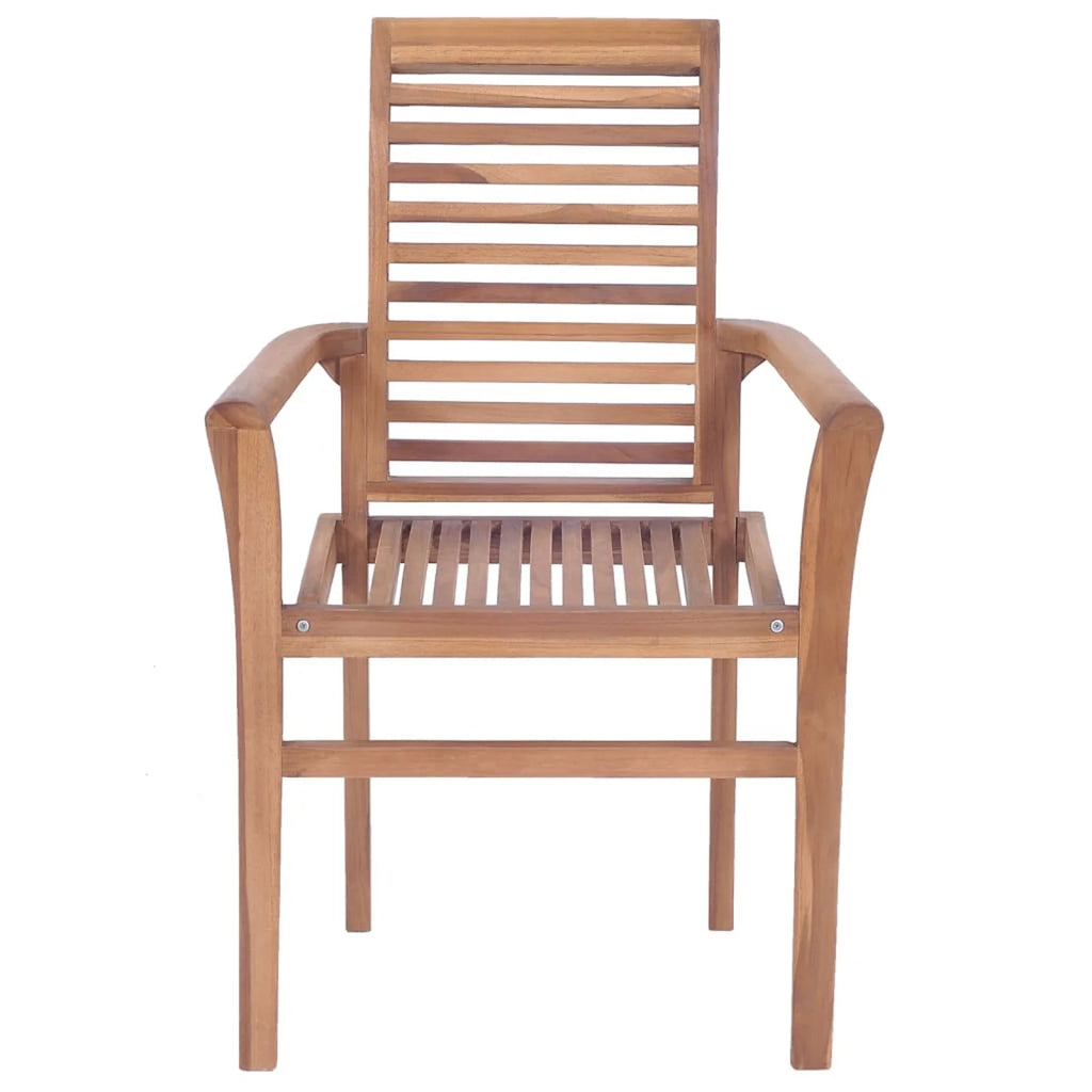 6 Pcs Teak Wood Dining Chairs with Gray Cushions F116081