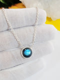 Natural Labradorite Necklace with Curb Chain P3561