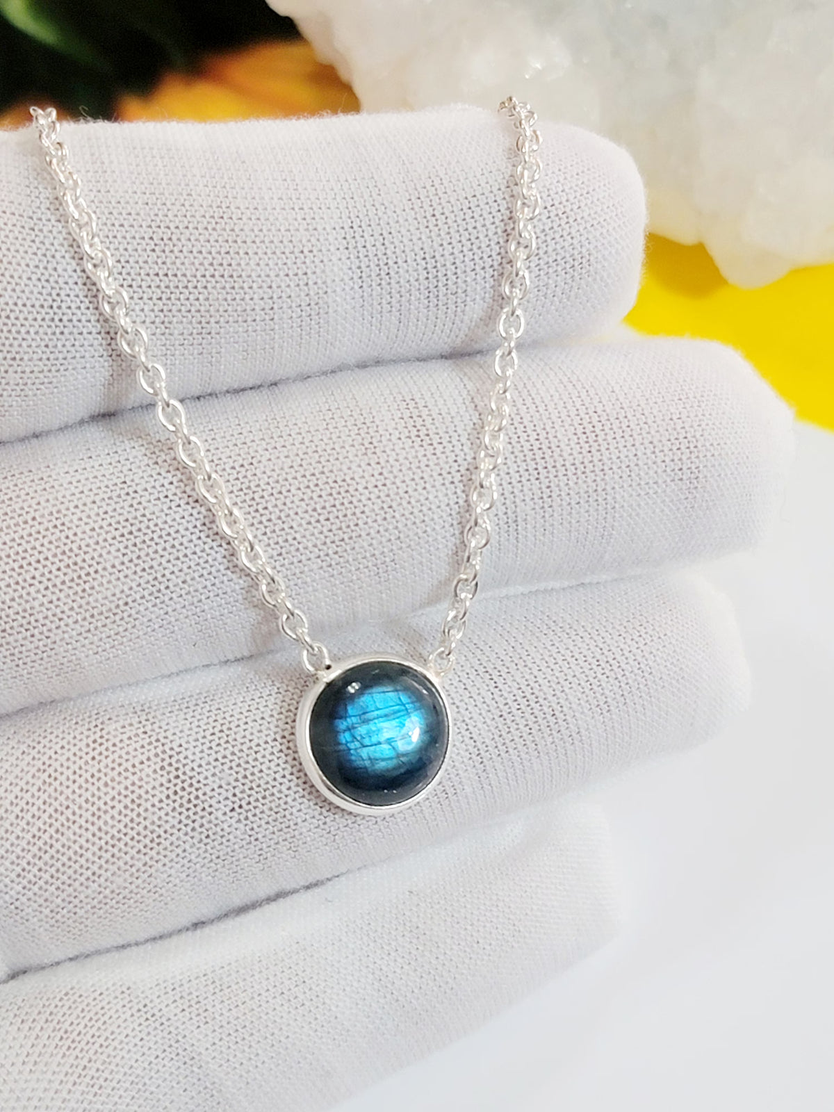 Natural Labradorite Necklace with Curb Chain P3561
