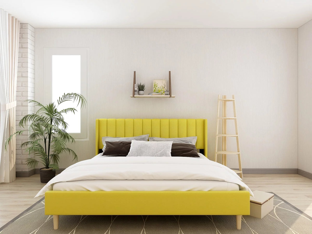 Full Low Profile Upholstered Platform Bed Dark-Grey Velvet P268