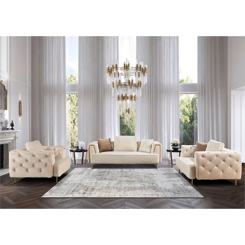 Cream Velvet Sofa C51718