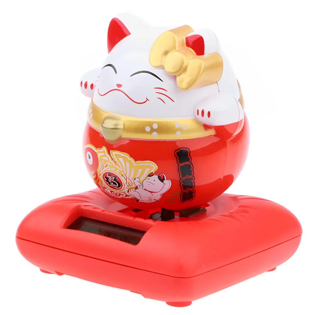 Solar Powered Dancing Toy Lucky Cat Waving Arm Maneki Neko 3 inch Set of 6 T978
