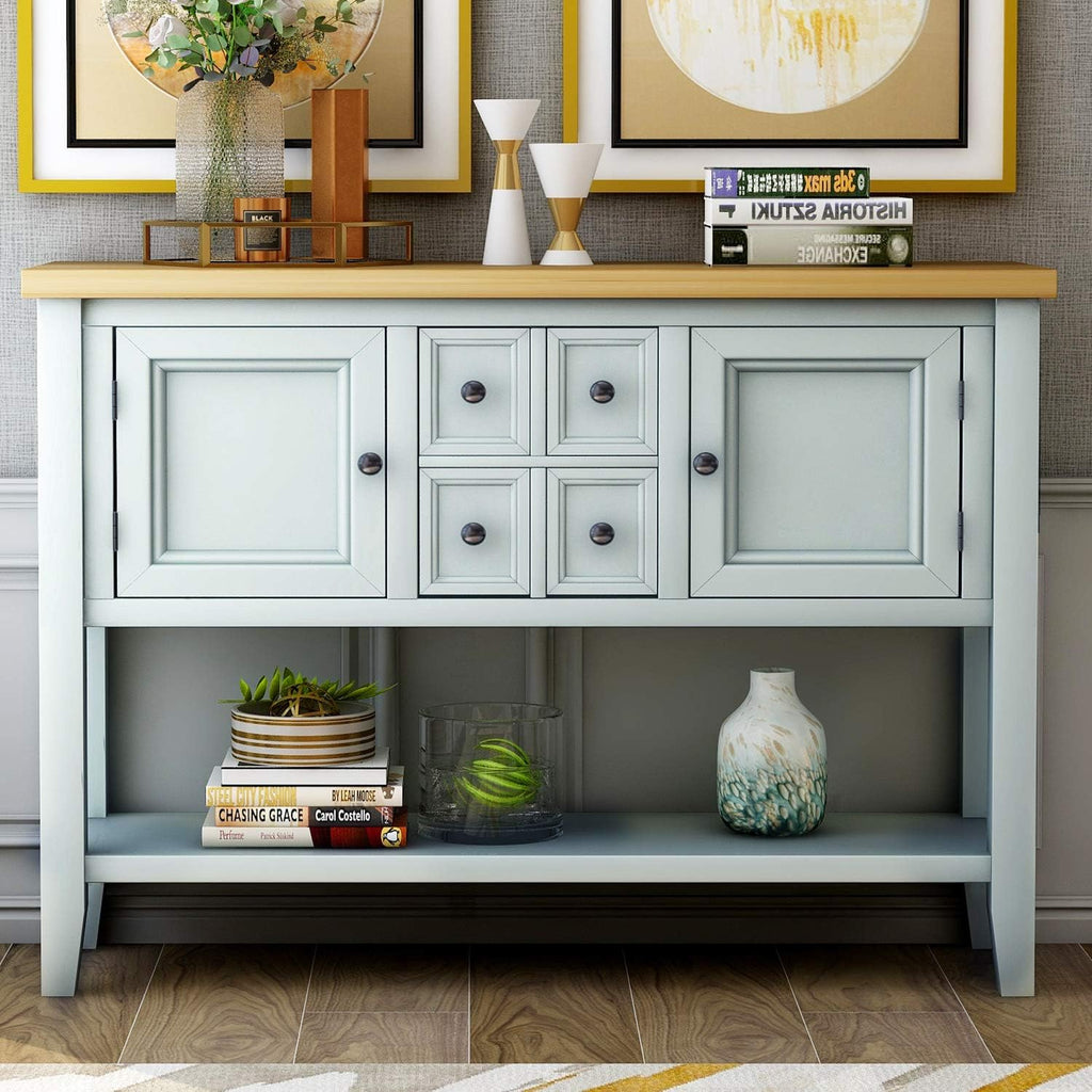 Solid Wood Console Table with 3 Drawers, 2 Cabinet and 1 Shelf W15390