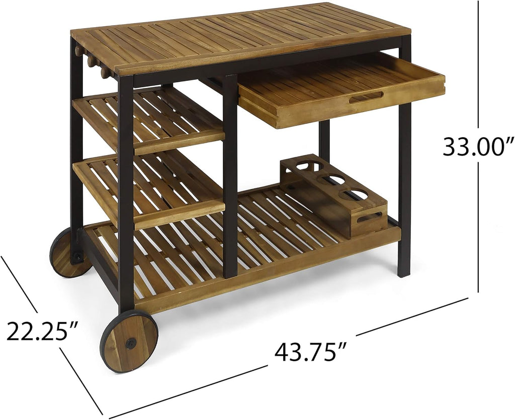 Teak Finish Outdoor Bar Cart D921278
