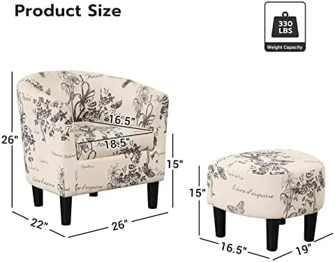 Modern Accent Chair with Ottoman Upholstered Barrel Chair with Foot V583123