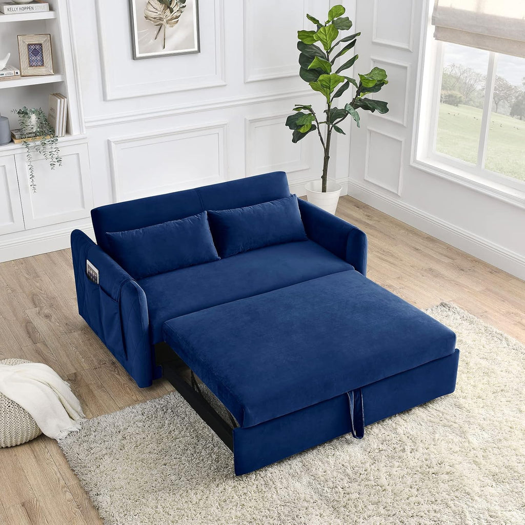 55" Velvet Convertible Sleeper Sofa with Pull Out Bed J3580