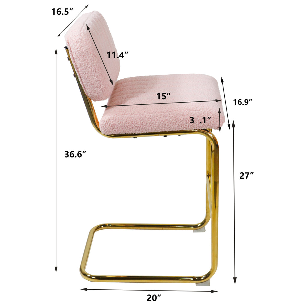 Pink Boucle Fabric Counter Height Bar Stools Set of 2 B26029