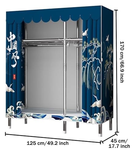Portable Freestanding Fabric Wardrobe with Clothes Rail And Shelves L467