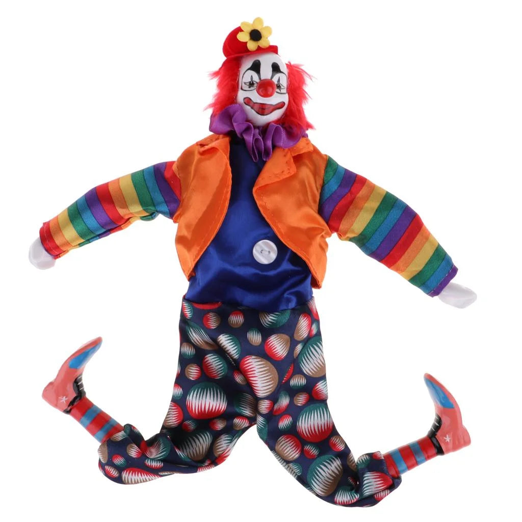 Porcelain Doll Collectibles, Hanging Foot Clown Marionette Puppet Toy, Desktop Decor Ornaments A1930