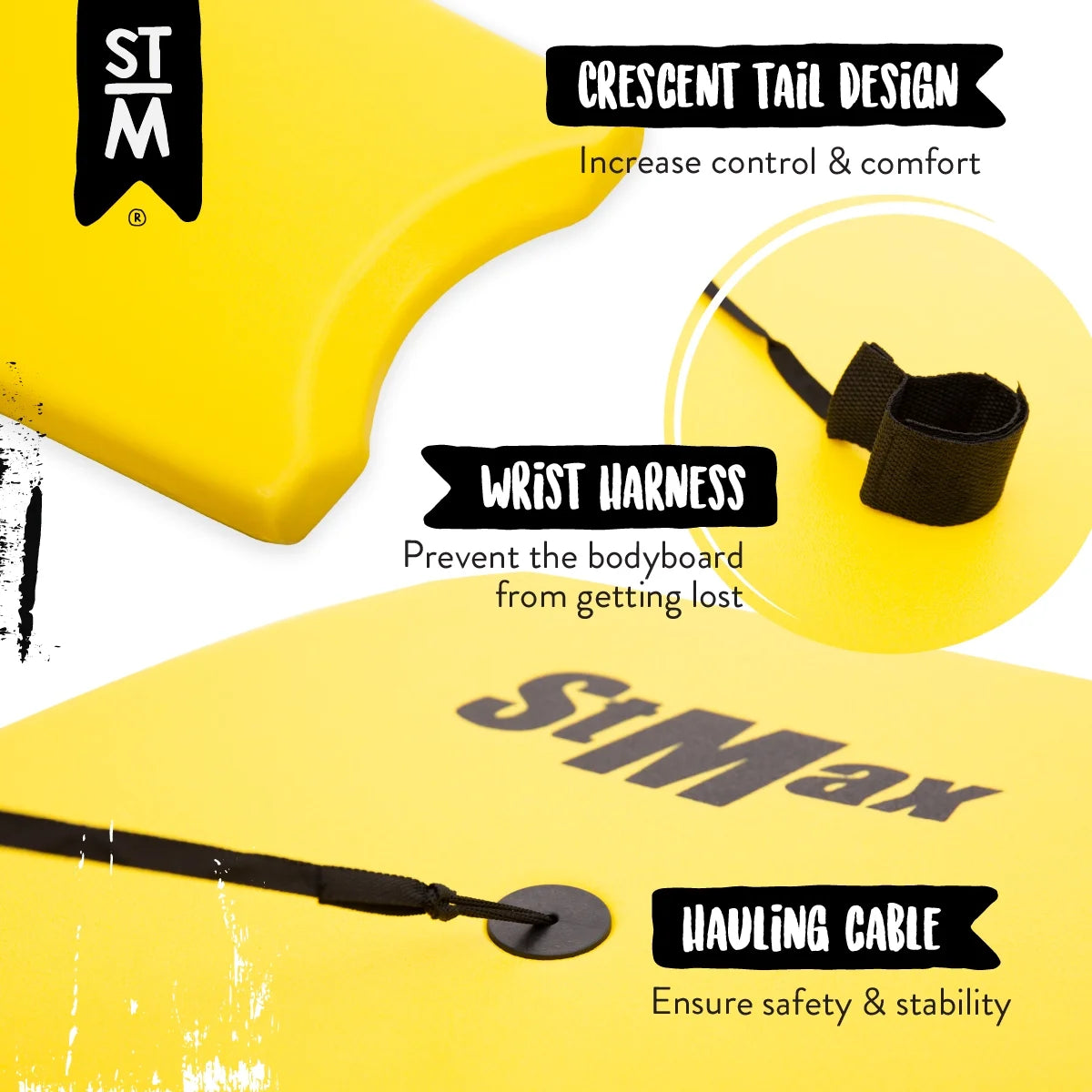 34 Inch EPS Core Bodyboard with Wrist Leash P482