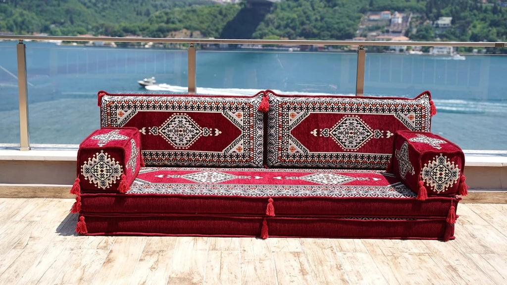 Maroon Floor Seating Sofa F410