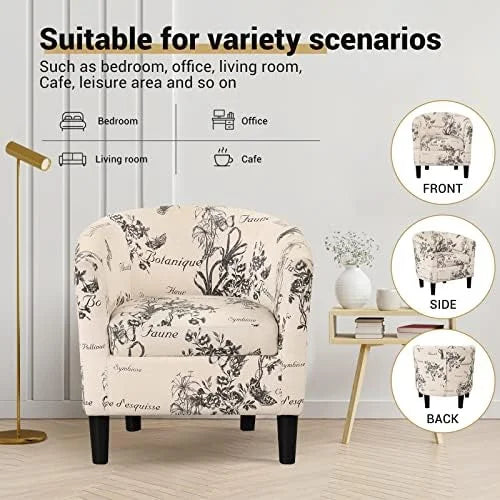 Modern Accent Chair with Ottoman Upholstered Barrel Chair with Foot V583123