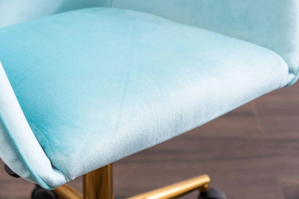 Aqua Light Blue Velvet Adjustable Height Office Chair H554291