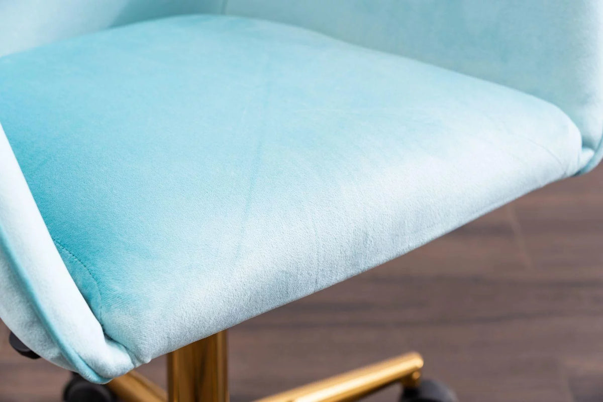 Aqua Light Blue Velvet Adjustable Height Office Chair H554291