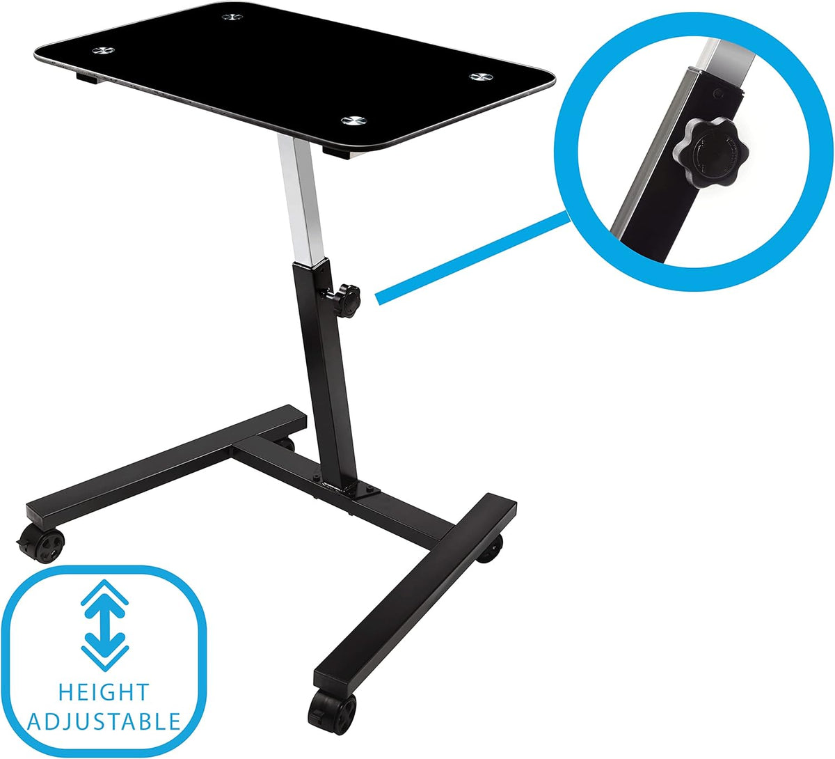 Black Height Adjustable Mobile Laptop Desk Cart R5405