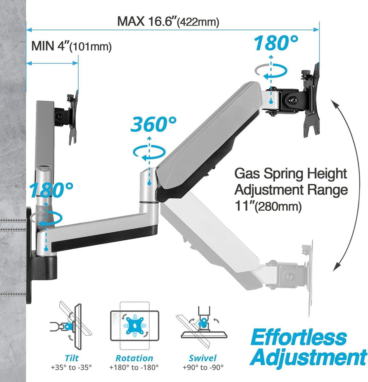 Dual 13-32 Monitor Wall Mount Full Motion Adjustable Monitor Arm A715672