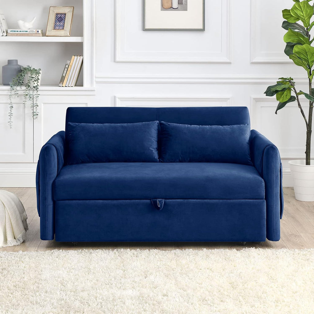 55" Velvet Convertible Sleeper Sofa with Pull Out Bed J3580