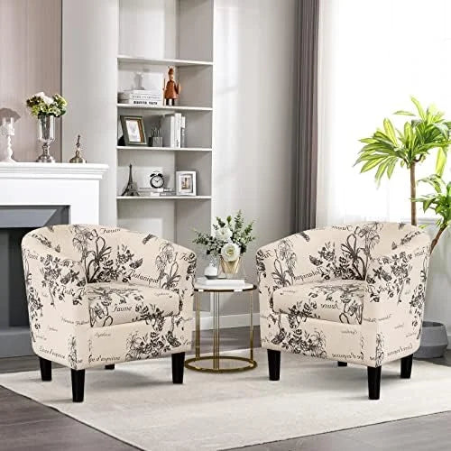 Modern Accent Chair with Ottoman Upholstered Barrel Chair with Foot V583123