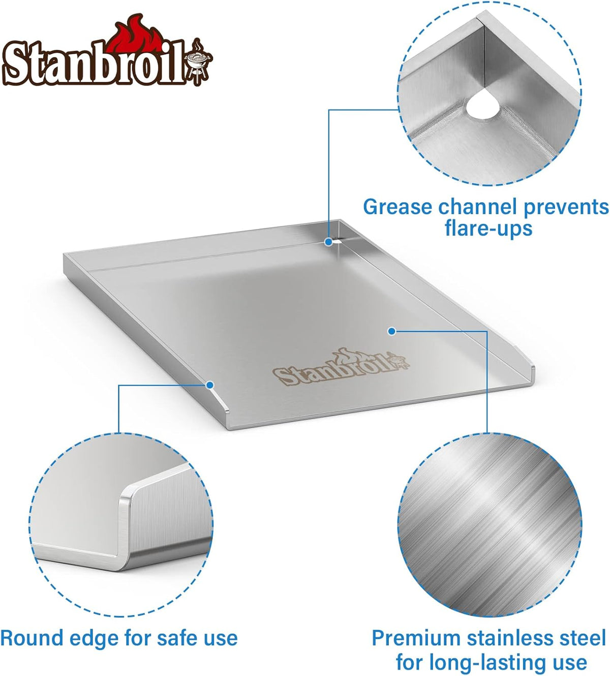 Stainless Steel Gas Grill Griddle Pan Pack of 2 Q4934