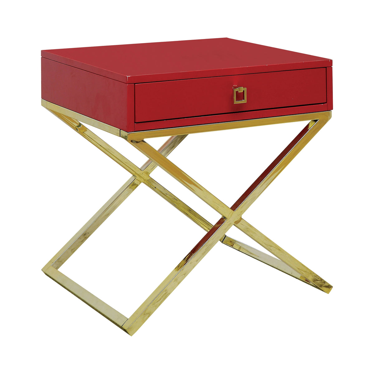 Red Metal X-Base Side Table E364979