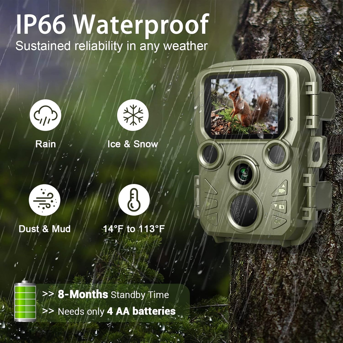 Mini Trail Camera 12MP 1080P with 65ft Night Vision IP66 Waterproof S631