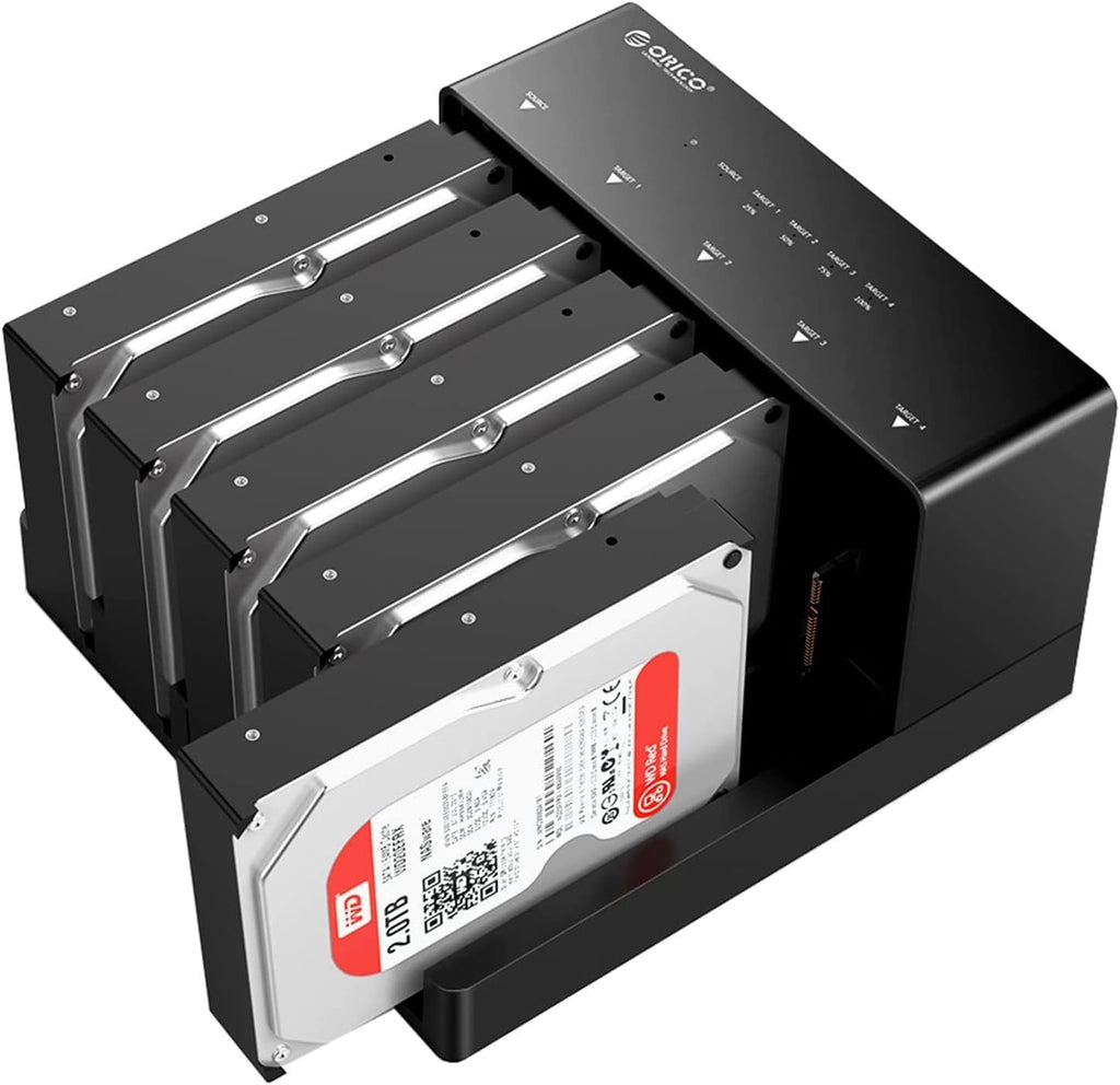 5 Bay USB 3.0 to SATA External Hard Drive Docking Station with Duplicator Offline Clone Function for 2.5 or 3.5in HDD/SSD H9214