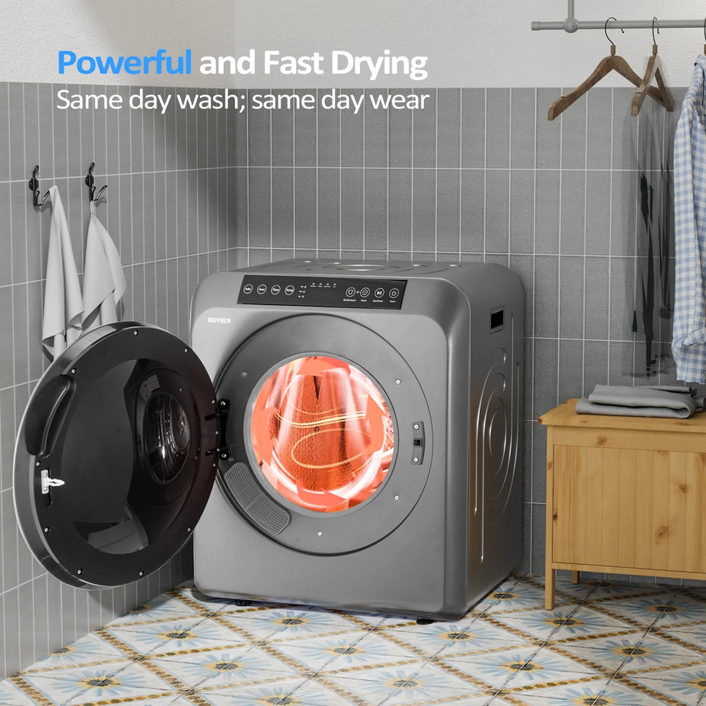 13.2LB Portable Electric Clothes Dryer, 3.5 Cu.Ft Front Load, Luxury Grey F216