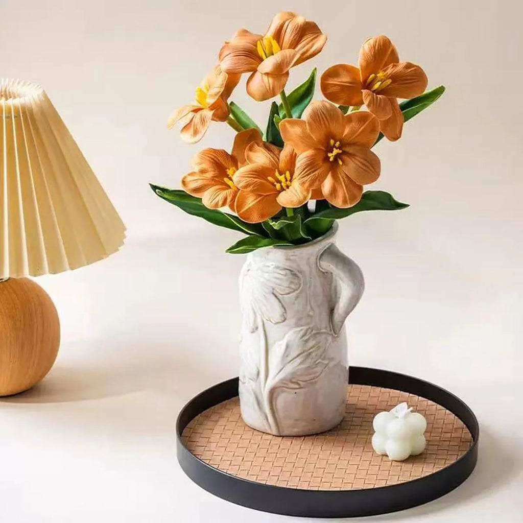 White Ceramic Vase with Handle R315