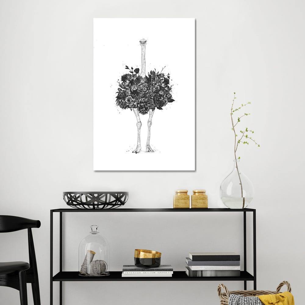 Floral Ostrich Canvas Art Print D66128