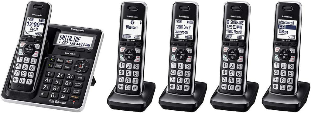 5 Handset DECT 6.0 Bluetooth Cordless Phone System, Black U777849