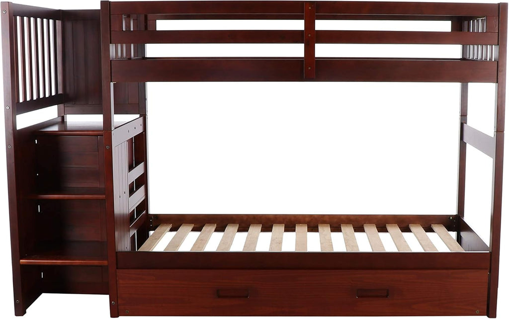 Twin Over Twin Bunk Bed with Trundle U756145
