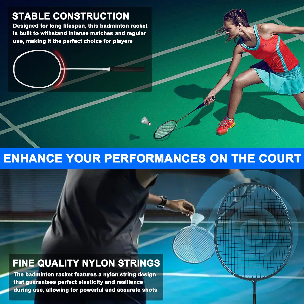Sports Badminton Racquets Set Lightweight 2 Player Racket Sets Z2375